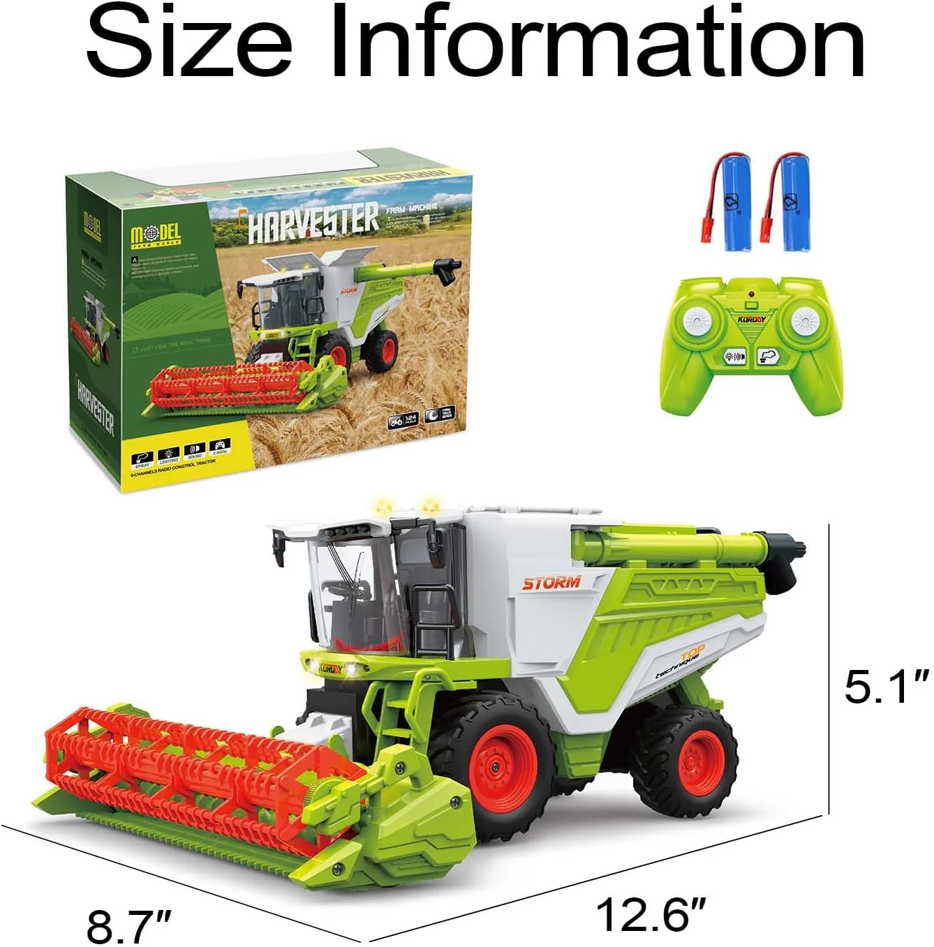 1:24 RC Combine Wheat Harvester – 6-Channel 2.4GHz Remote Control Farm Vehicle 712933 - Image 6