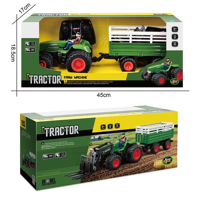 1:24 Scale 6-Channel RC Farm Truck Set – Tractor, Loader & Wagon | Durable & Realistic Play - Image 12