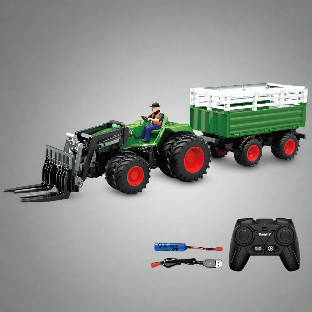 1:24 Scale 6-Channel RC Farm Truck Set – Tractor, Loader & Wagon | Durable & Realistic Play - Image 13