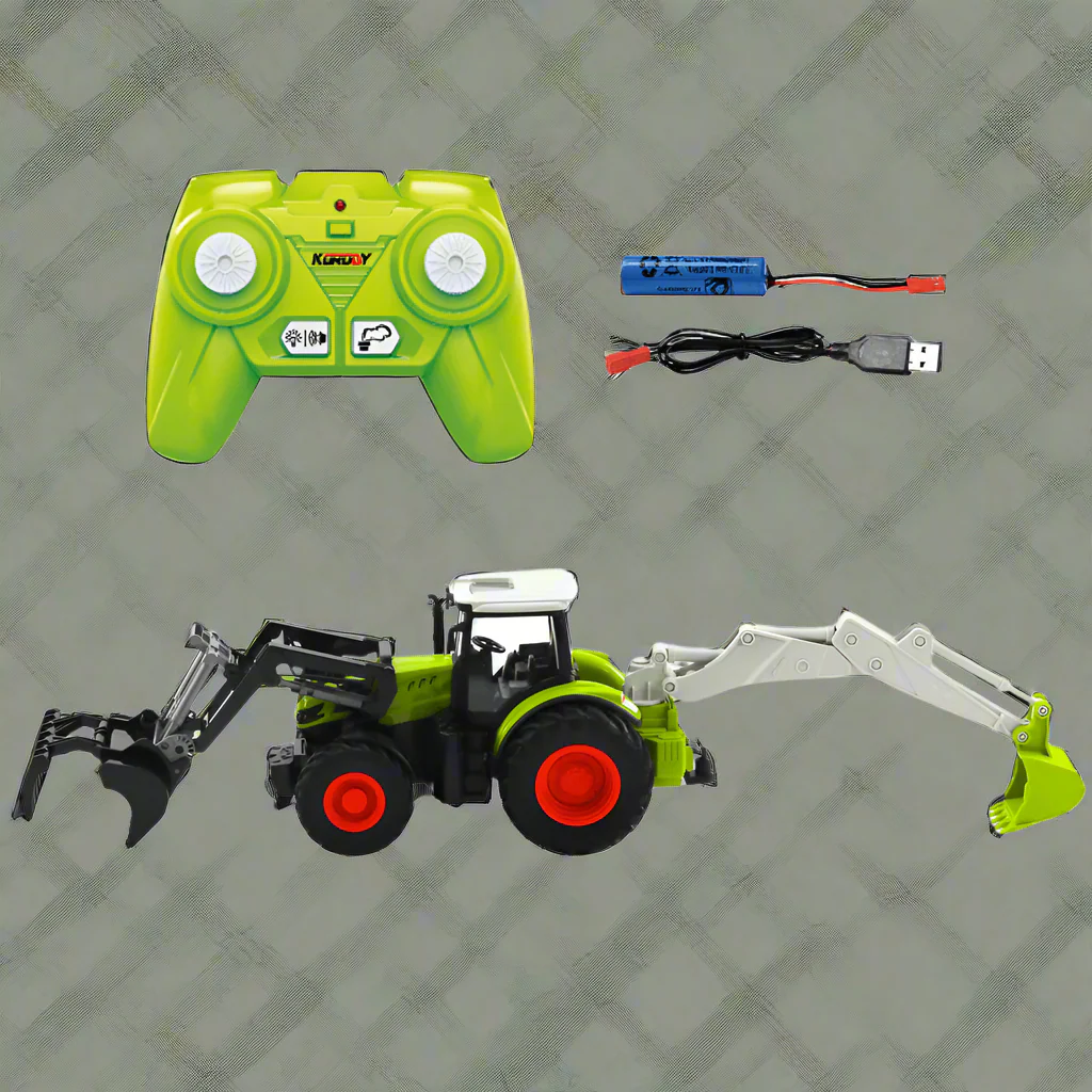 1:24 Scale 6-Channel RC Farm Truck Set – Tractor, Loader & Wagon | Durable & Realistic Play - Image 3