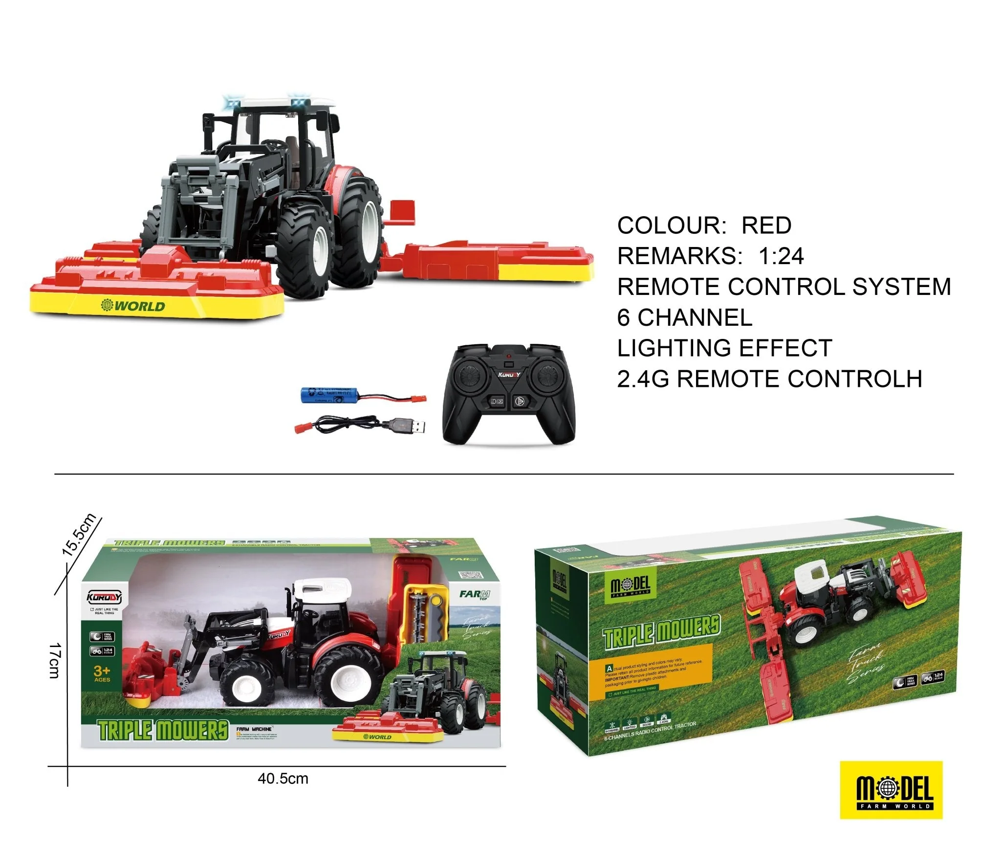 1:24 Scale 6-Channel RC Farm Truck Set – Tractor, Loader & Wagon | Durable & Realistic Play - Image 7
