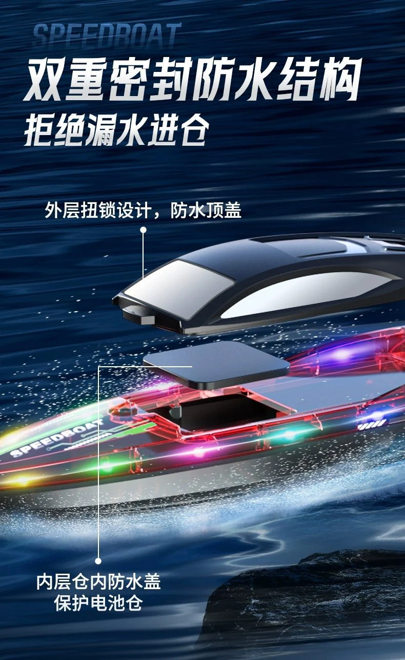 1:28 Scale 2.4G RC High-Speed Propeller Boat with Lights – 15 km/h, 1200mAh Battery, Long Range 100m – SKU 1896940S - Image 14