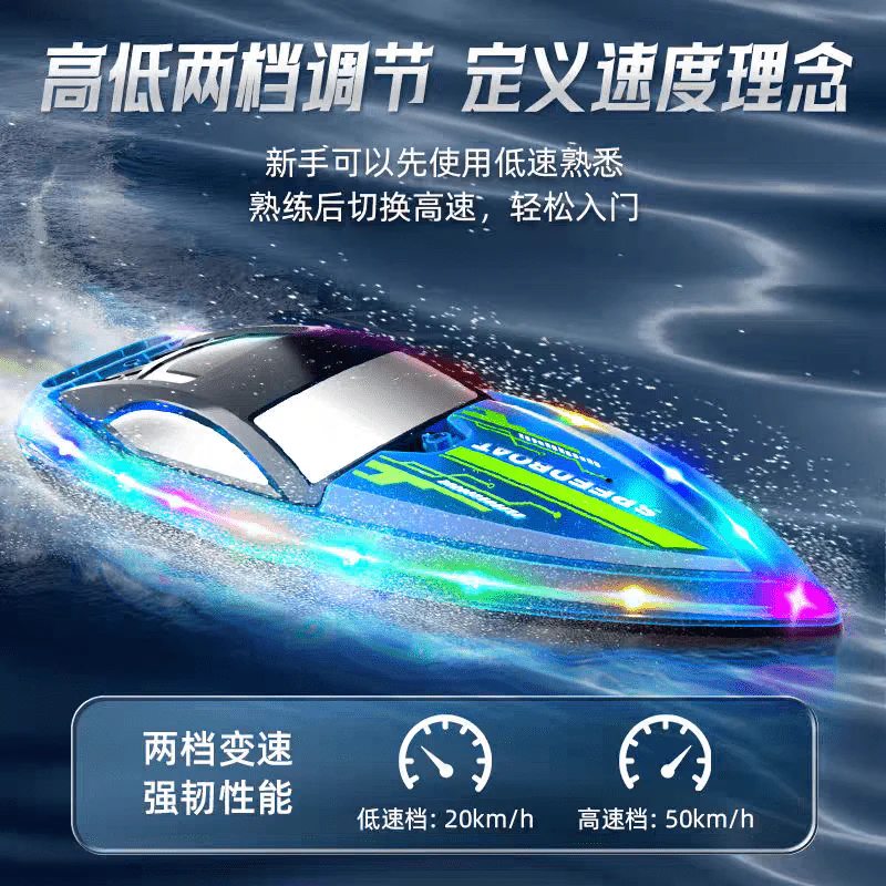 1:28 Scale 2.4G RC High-Speed Propeller Boat with Lights – 15 km/h, 1200mAh Battery, Long Range 100m – SKU 1896940S - Image 15