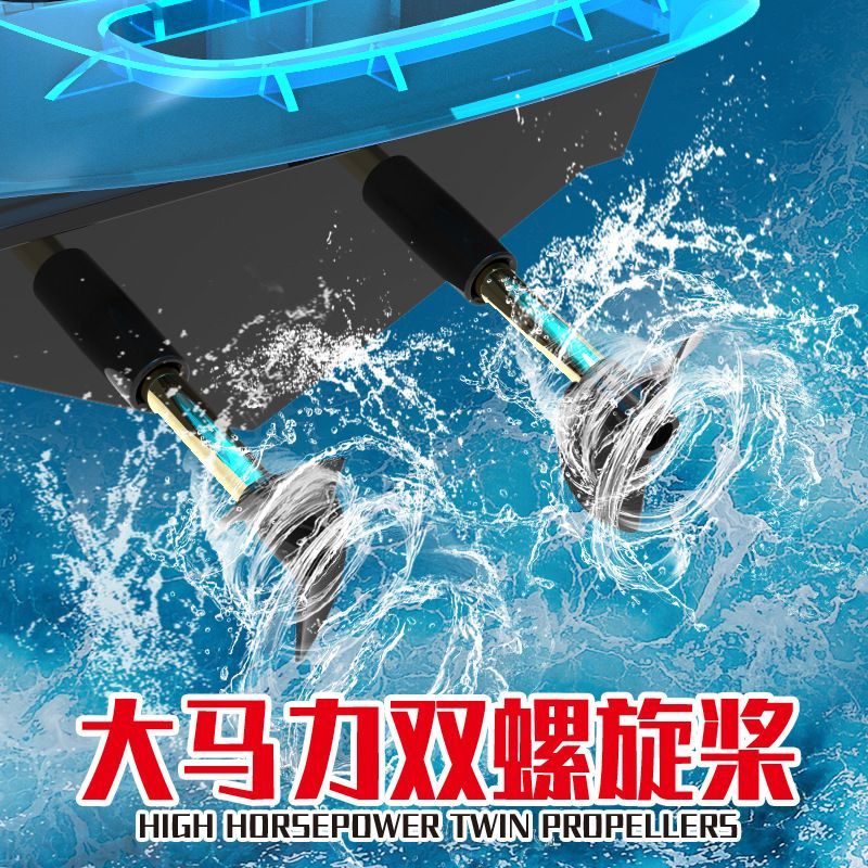 1:28 Scale 2.4G RC High-Speed Propeller Boat with Lights – 15 km/h, 1200mAh Battery, Long Range 100m – SKU 1896940S - Image 4