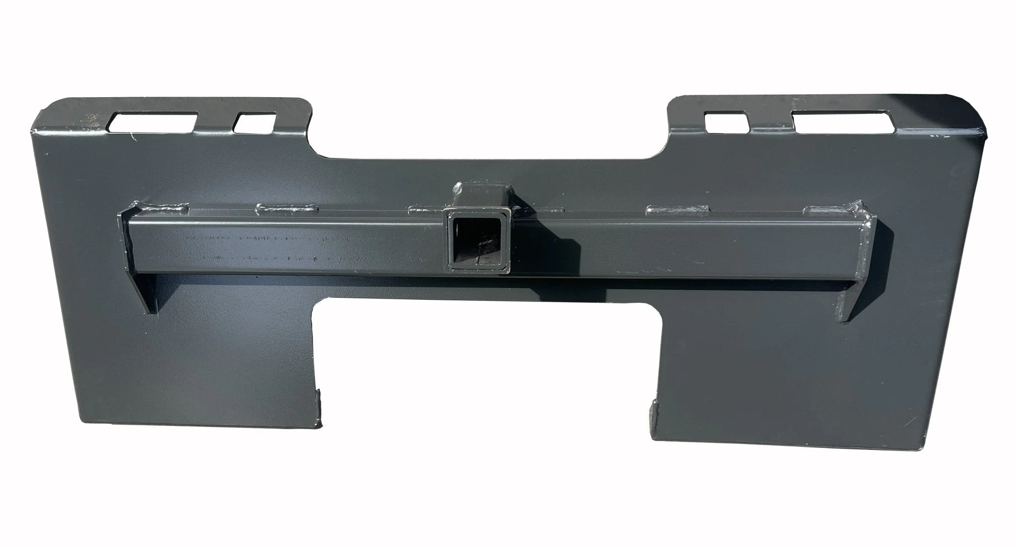 1/4″ Skid Steer Attachment Plate – 45″ Universal Mount with 2.28″ Trailer Hitch Receiver | Grade 50 Steel, 3,000 lb Capacity SSP02