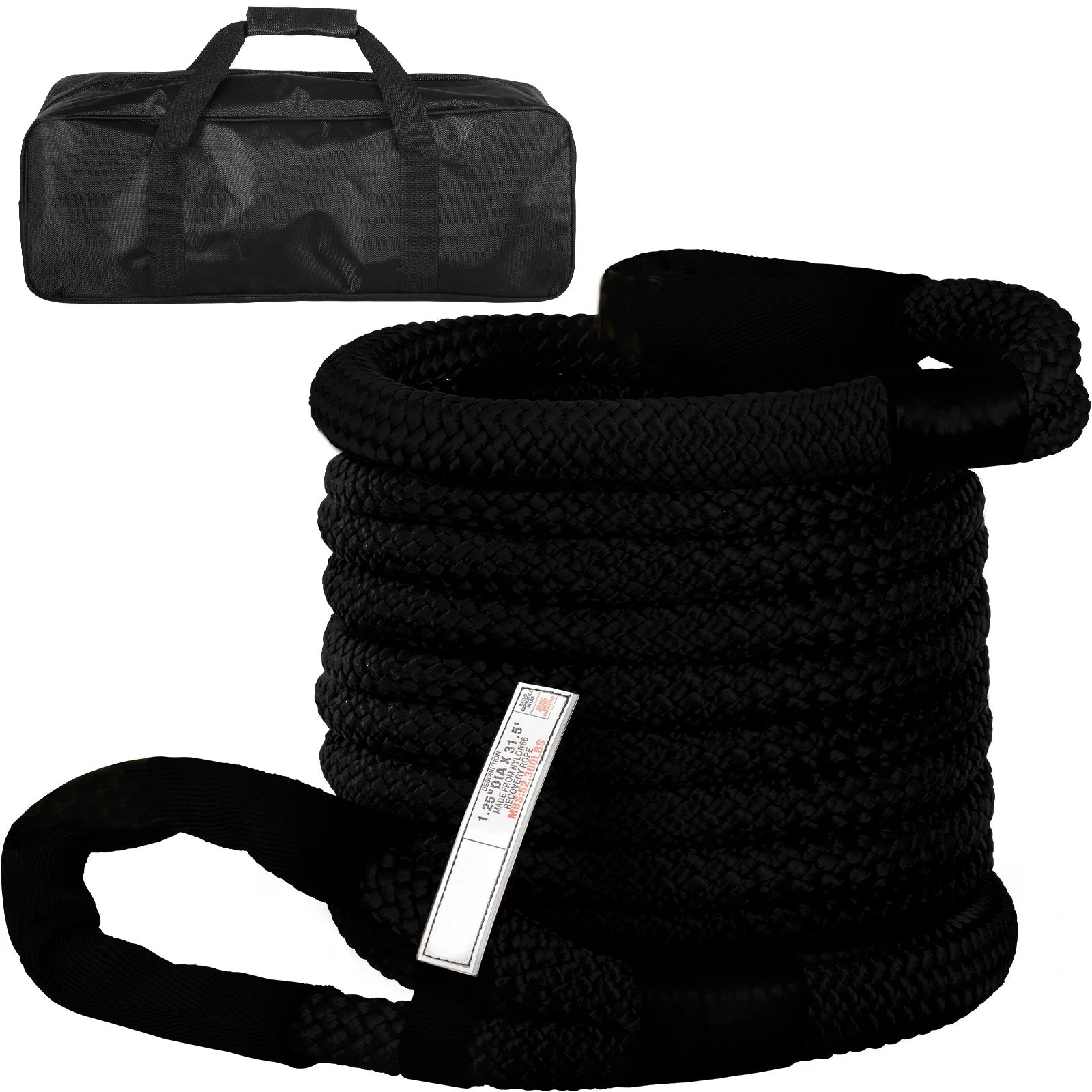 1.4" x 31.5' Heavy Duty Double Recovery Rope – 52,300 lbs Kinetic Tow Rope 523467
