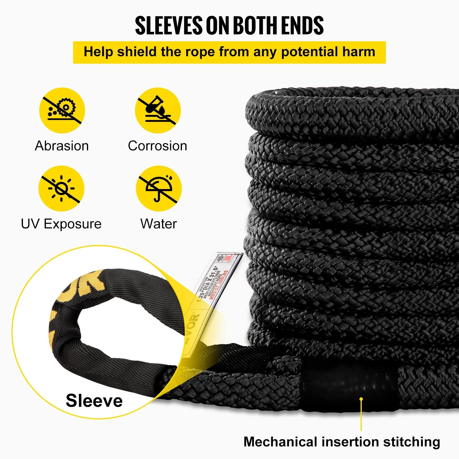 1.4" x 31.5' Heavy Duty Double Recovery Rope – 52,300 lbs Kinetic Tow Rope 523467 - Image 5