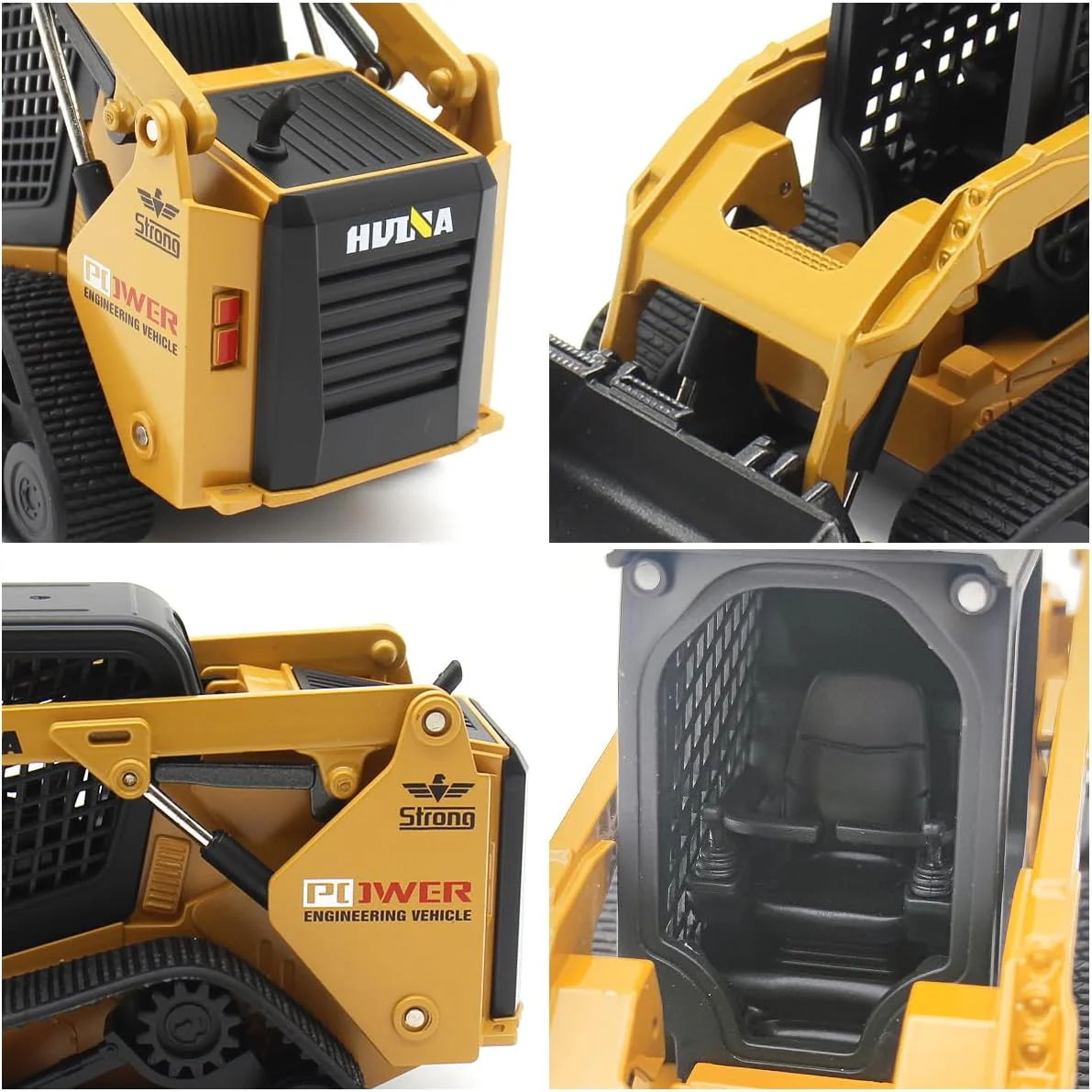 1:50 Scale Tracked Skid Steer Loader Die-Cast Toy – Construction Vehicle Model with Forklift, Shovel &amp; Grabber - Image 5