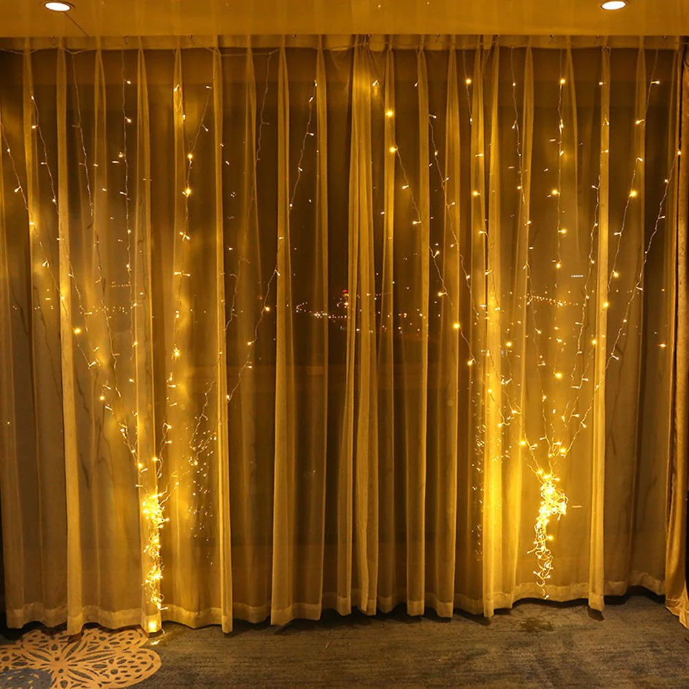 10 FT Wedding Curtain Fairy String LED Lights – Warm White, 8 Modes Decorative Lights WEDLF - Image 2
