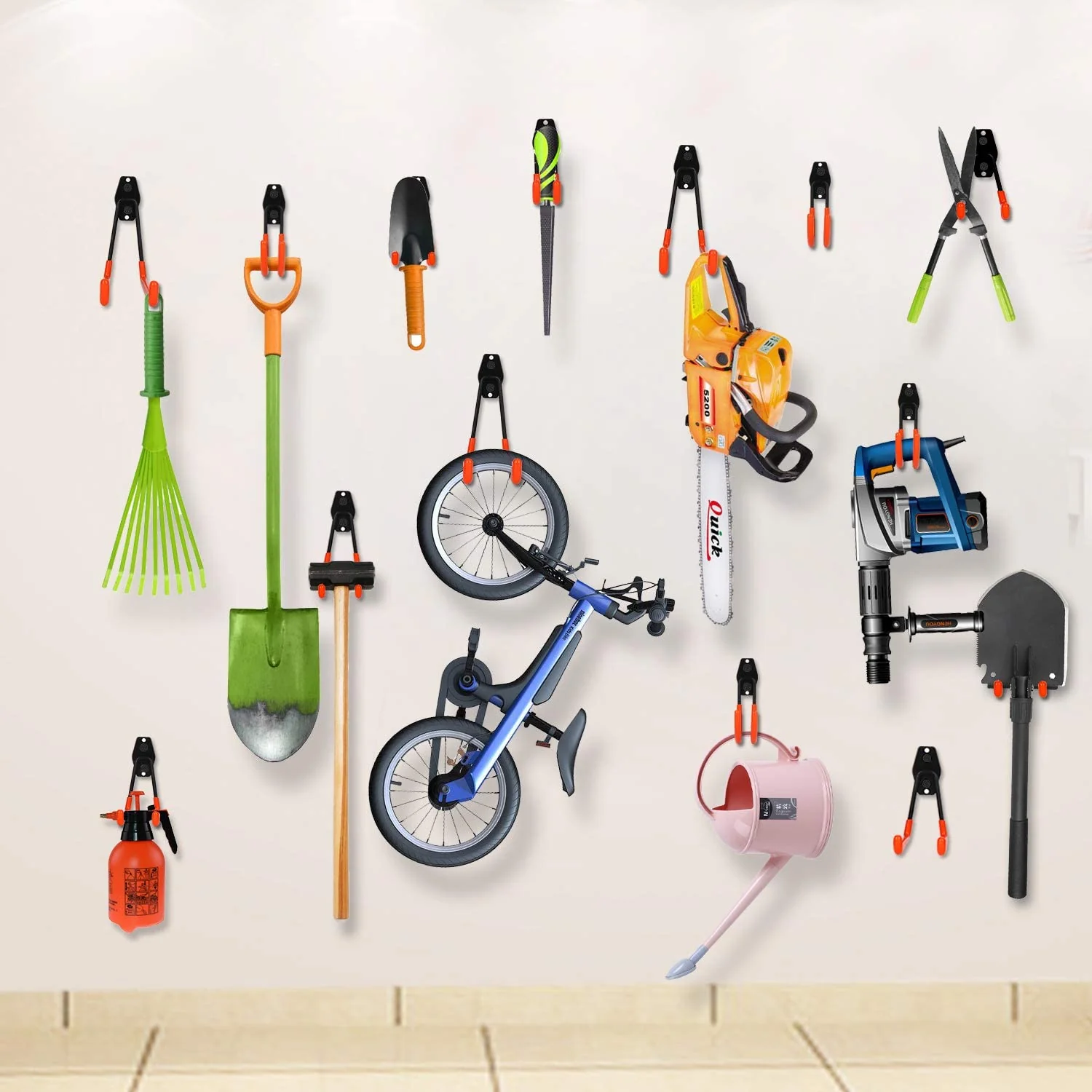 10 Pack Heavy-Duty Garage Wall Mount Storage Hooks with PVC Coating – Rust-Resistant Tool Organizer WT21391 - Image 3