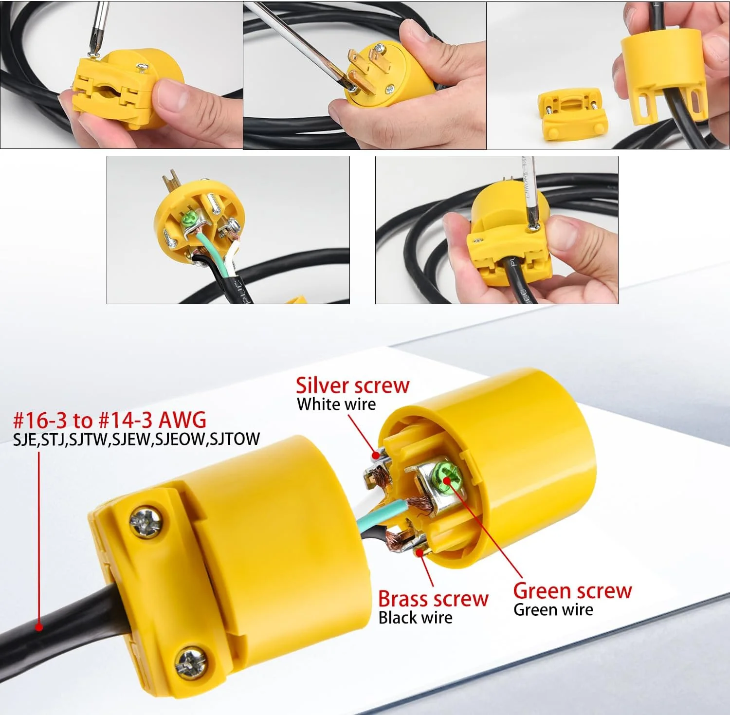 10 PCS Electrical Replacement Plug & Connector Set – NEMA 5-15P 81445123 - Image 4