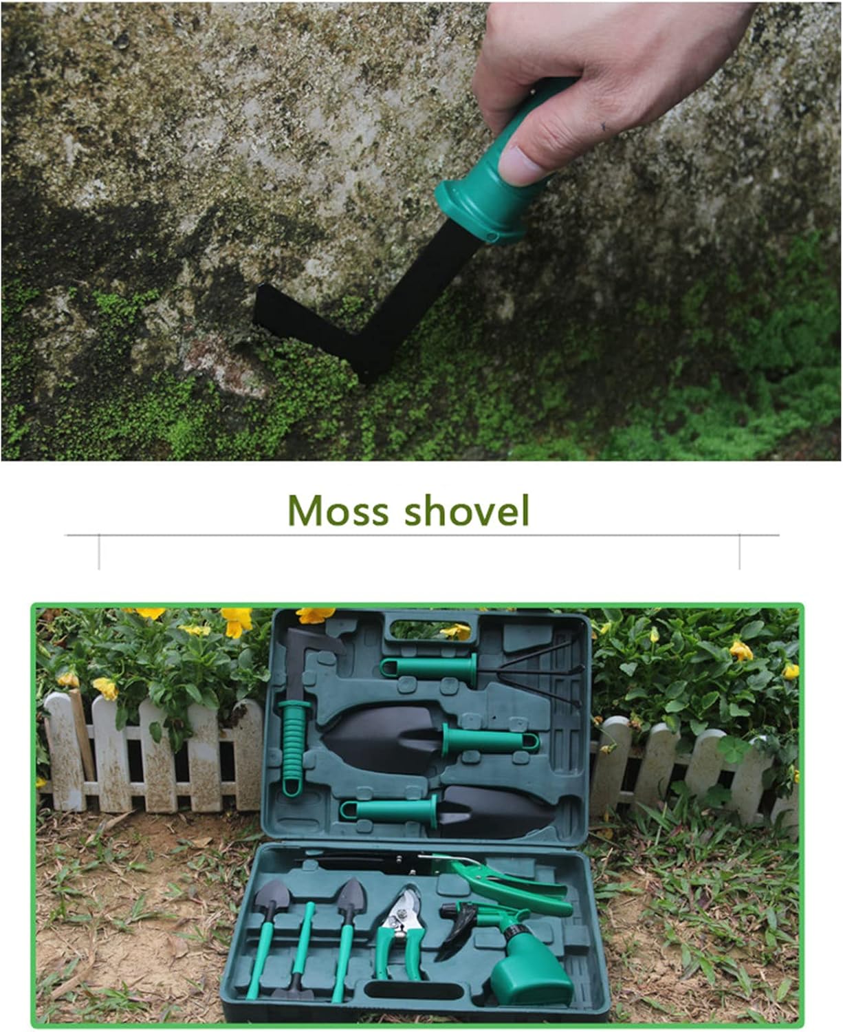 10-Piece Gardening Tools Set with Carry Case – Green Garden Hand Tool Kit GTS10 - Image 6