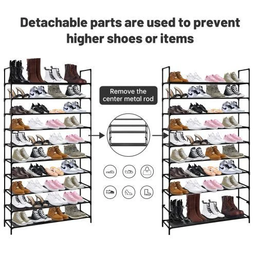10-Tier Shoe Rack Organizer – Space-Saving Storage Shelf for Up to 50 Pairs | Model AMASR10 - Image 3