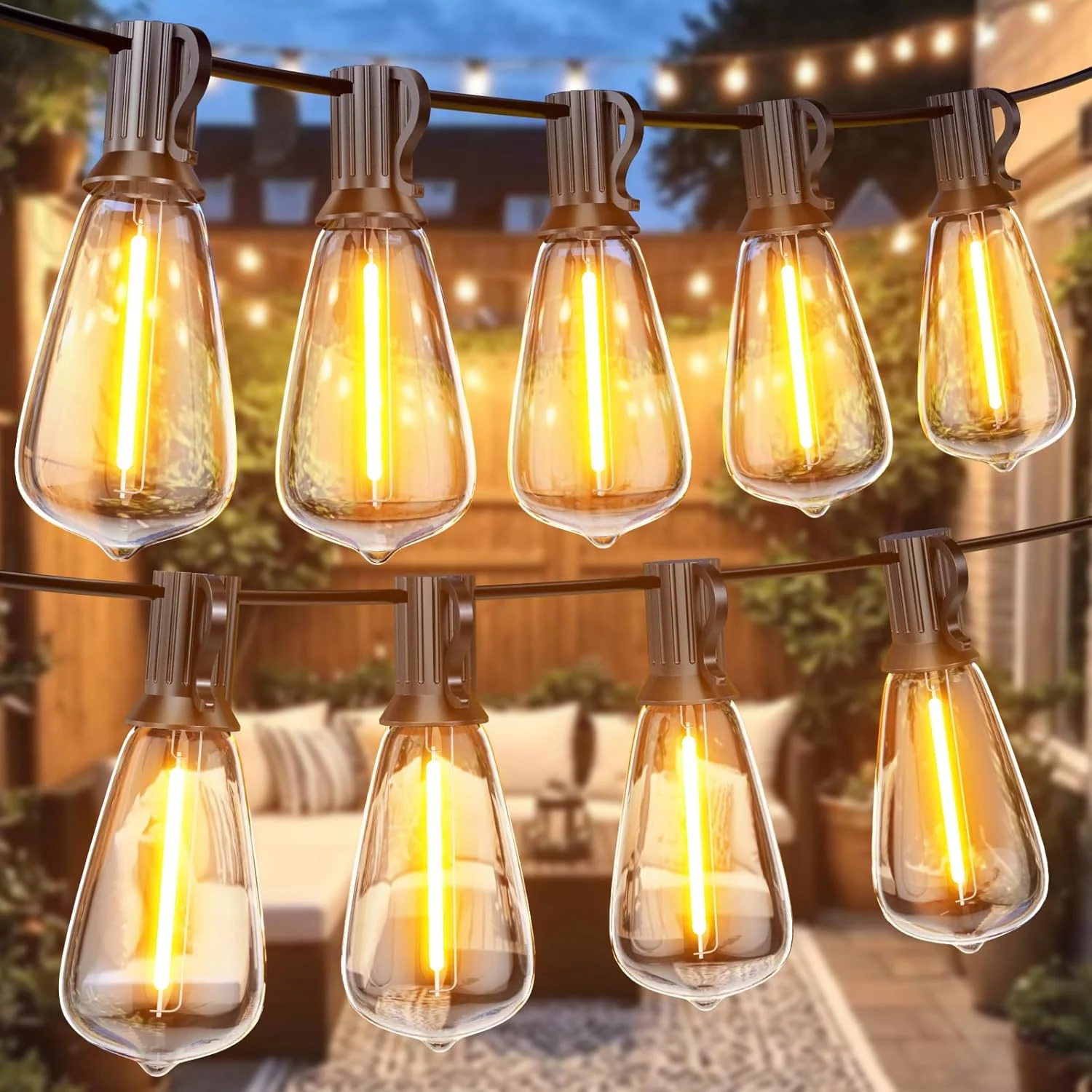 100FT Outdoor Edison String Lights – 62 ST38 Shatterproof LED Bulbs 2200K – JXED100 - Image 8