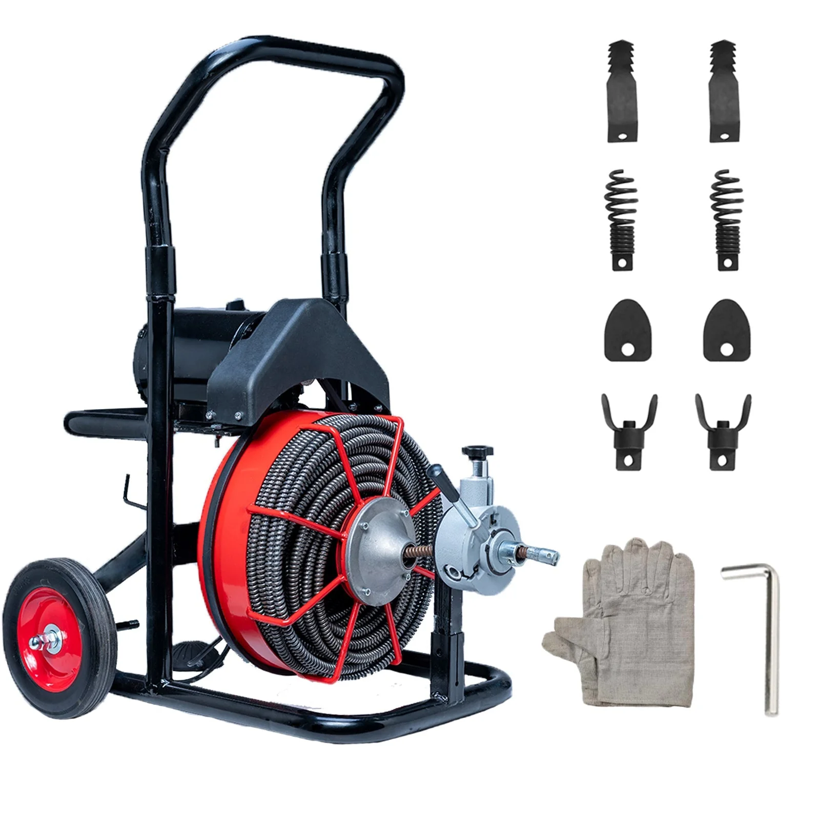 100FT x 1/2" Automatic Drain Cleaner Machine – 8 Cutters, Foot Pedal, GFCI – DCM10012A