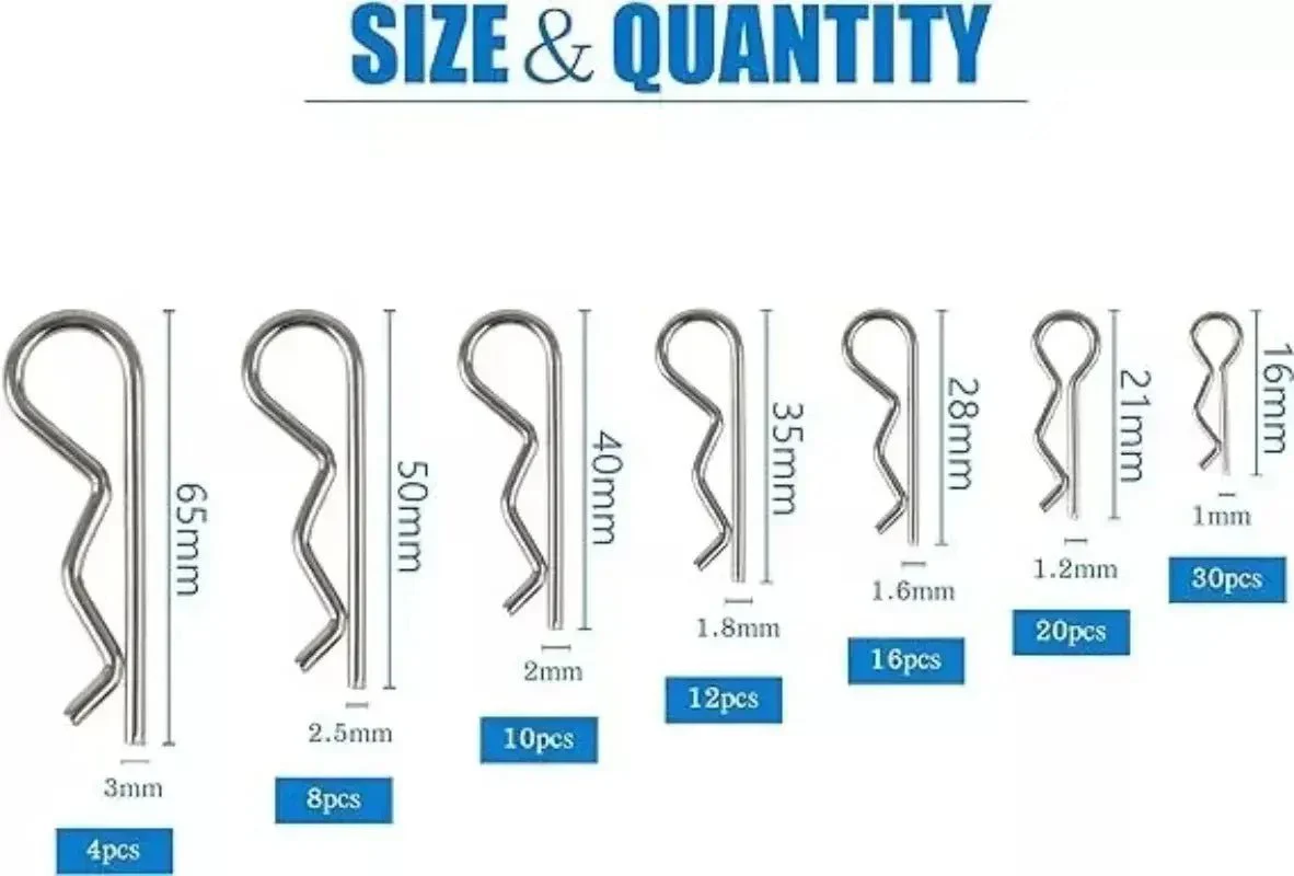 100pcs Stainless Steel Spring Cotter Pin Assortment FS090523 - Image 6