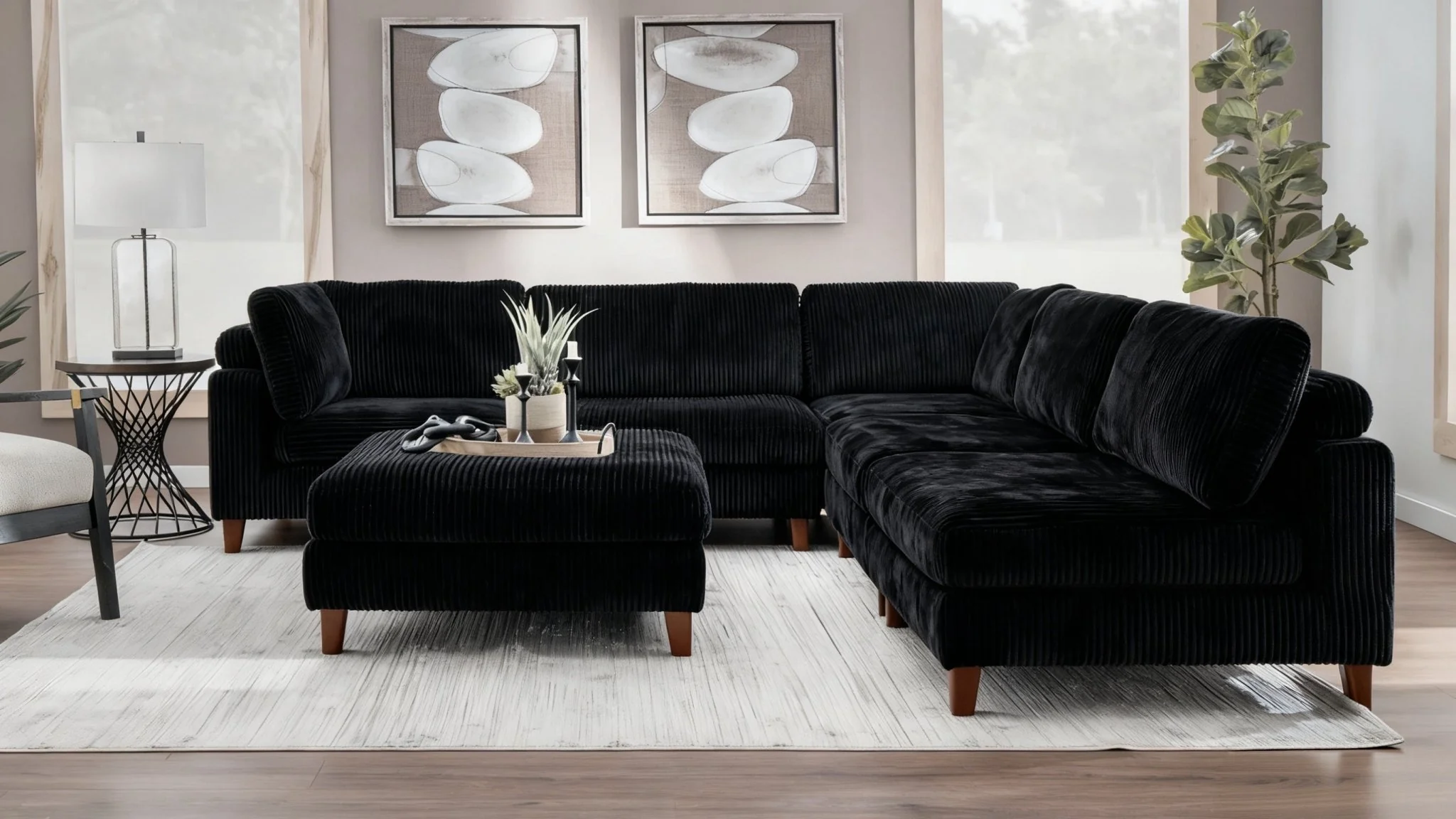 Modular 10ft Wide Corduroy Sofa – Modern Room Furniture with Plush Texture - Image 11