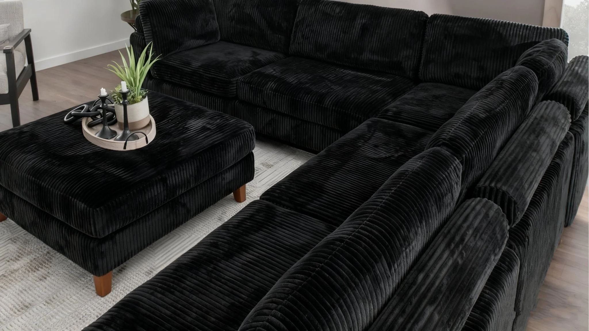 Modular 10ft Wide Corduroy Sofa – Modern Room Furniture with Plush Texture - Image 13