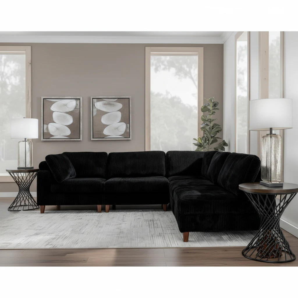 Modular 10ft Wide Corduroy Sofa – Modern Room Furniture with Plush Texture - Image 9
