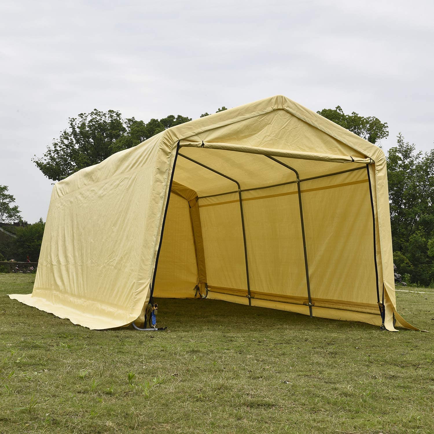 10x17 FT Heavy-Duty Storage Shelter Garage Shed – Waterproof Yellow Canopy | Model 115601 - Image 4