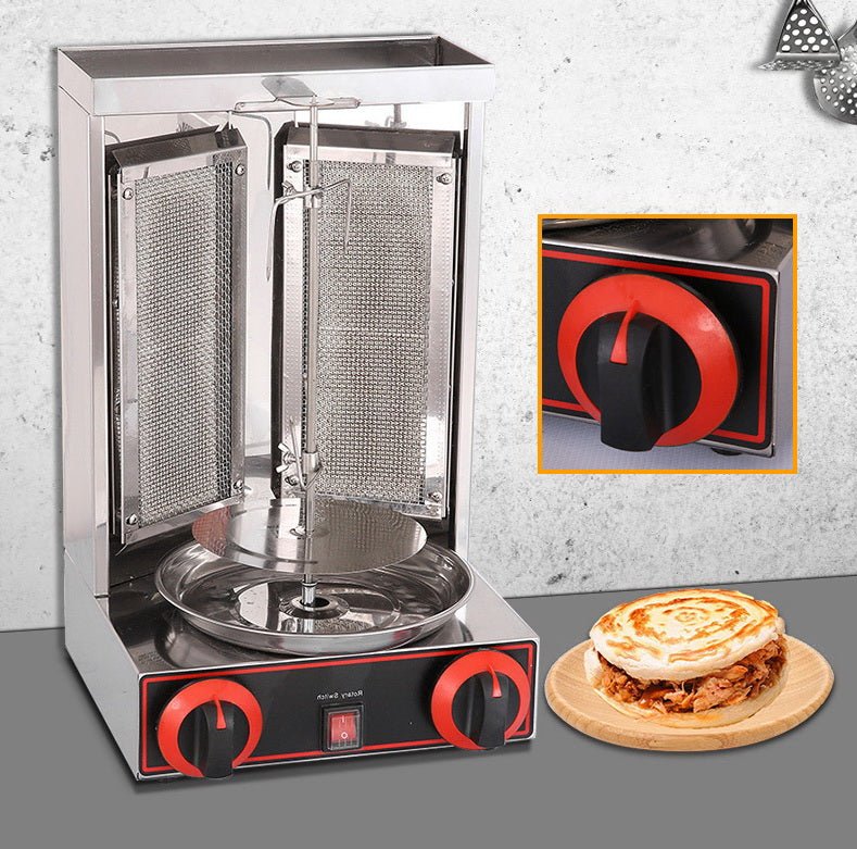 110V Shawarma Machine with Dual Burners – Stainless Steel Kebab Grill | SKU: S1294 - Image 3