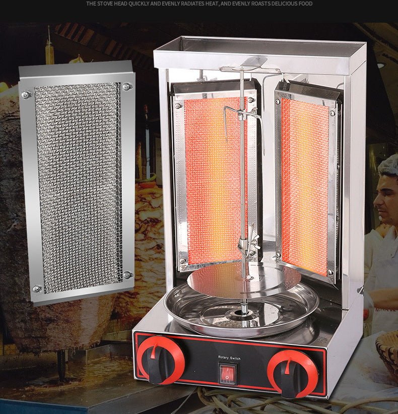 110V Shawarma Machine with Dual Burners – Stainless Steel Kebab Grill | SKU: S1294 - Image 4