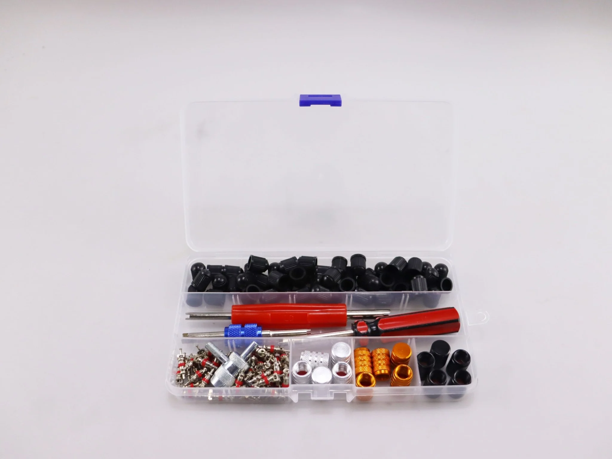 119-Piece Valve Core Remover Tool Kit – Tire Repair & HVAC Service Set with Valve Cores & Caps – R11985