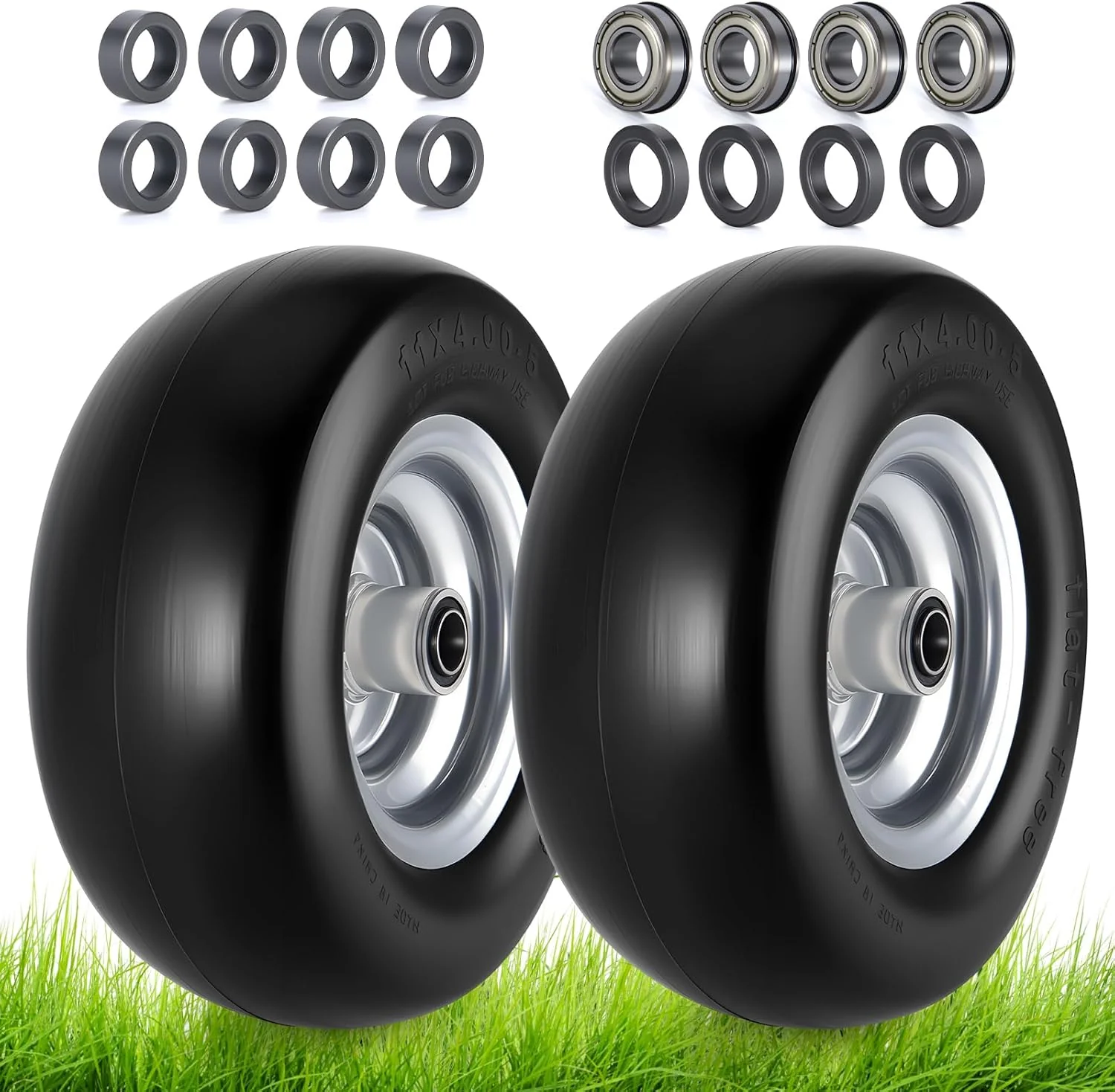 11x4.00-5 Lawn Mower Front Tires (2-Pack) – Smooth-Rolling Tubeless Replacement for Riding Mowers T1140052PK