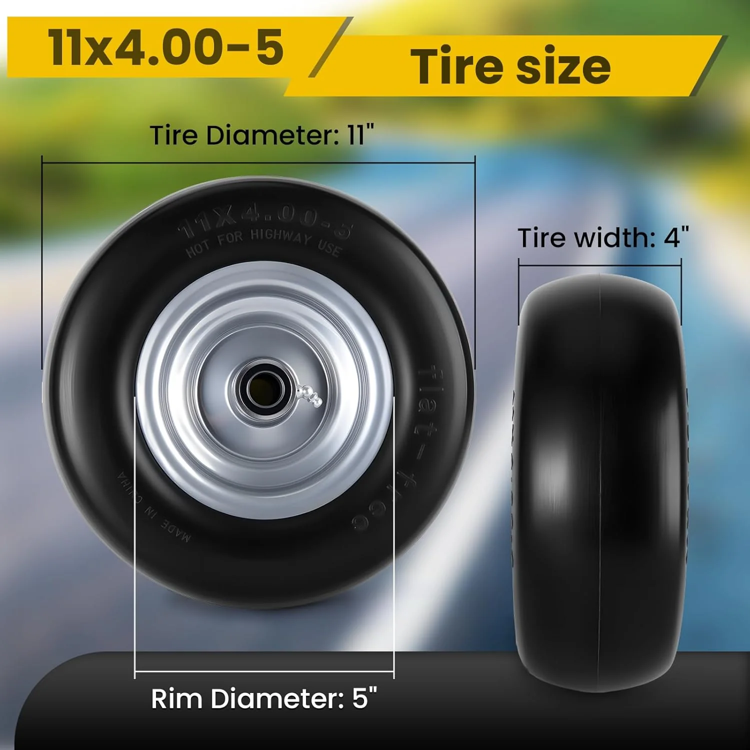 11x4.00-5 Lawn Mower Front Tires (2-Pack) – Smooth-Rolling Tubeless Replacement for Riding Mowers T1140052PK - Image 2