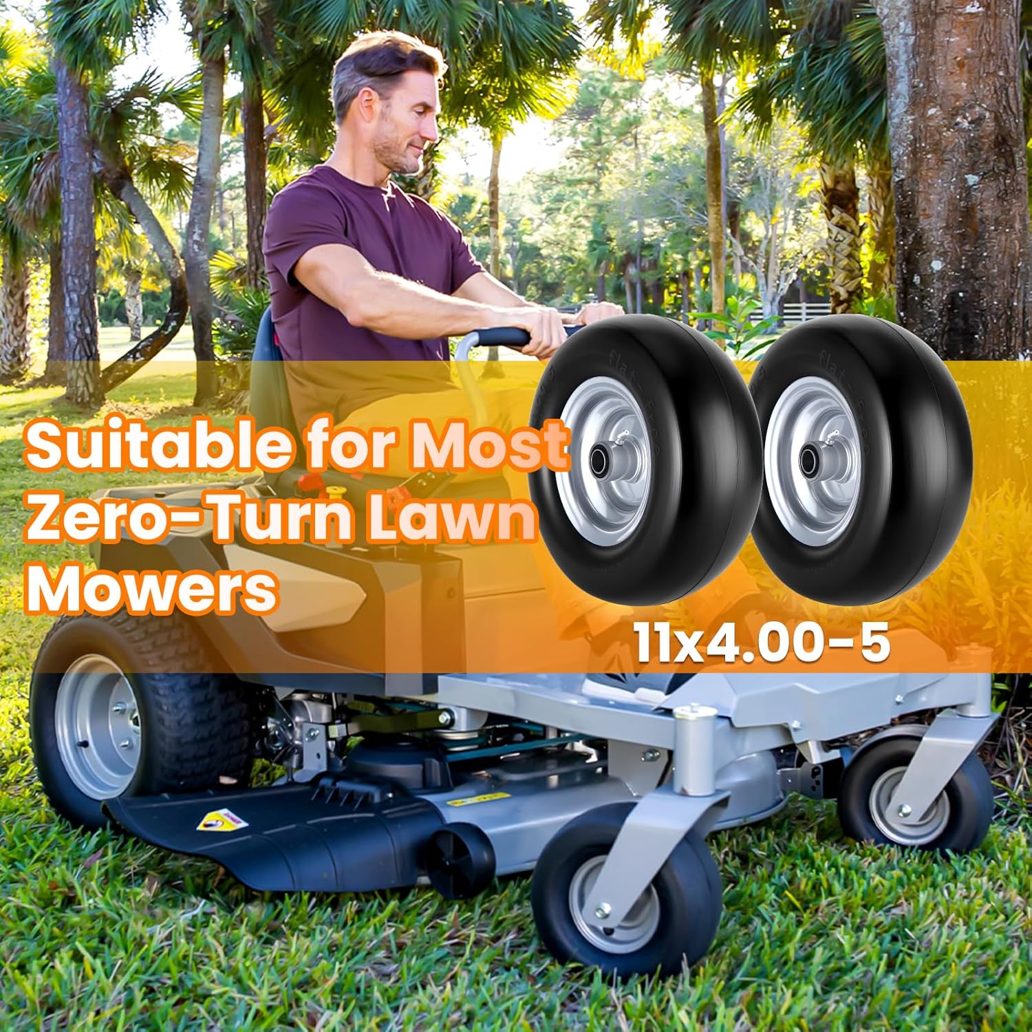 11x4.00-5 Lawn Mower Front Tires (2-Pack) – Smooth-Rolling Tubeless Replacement for Riding Mowers T1140052PK - Image 4