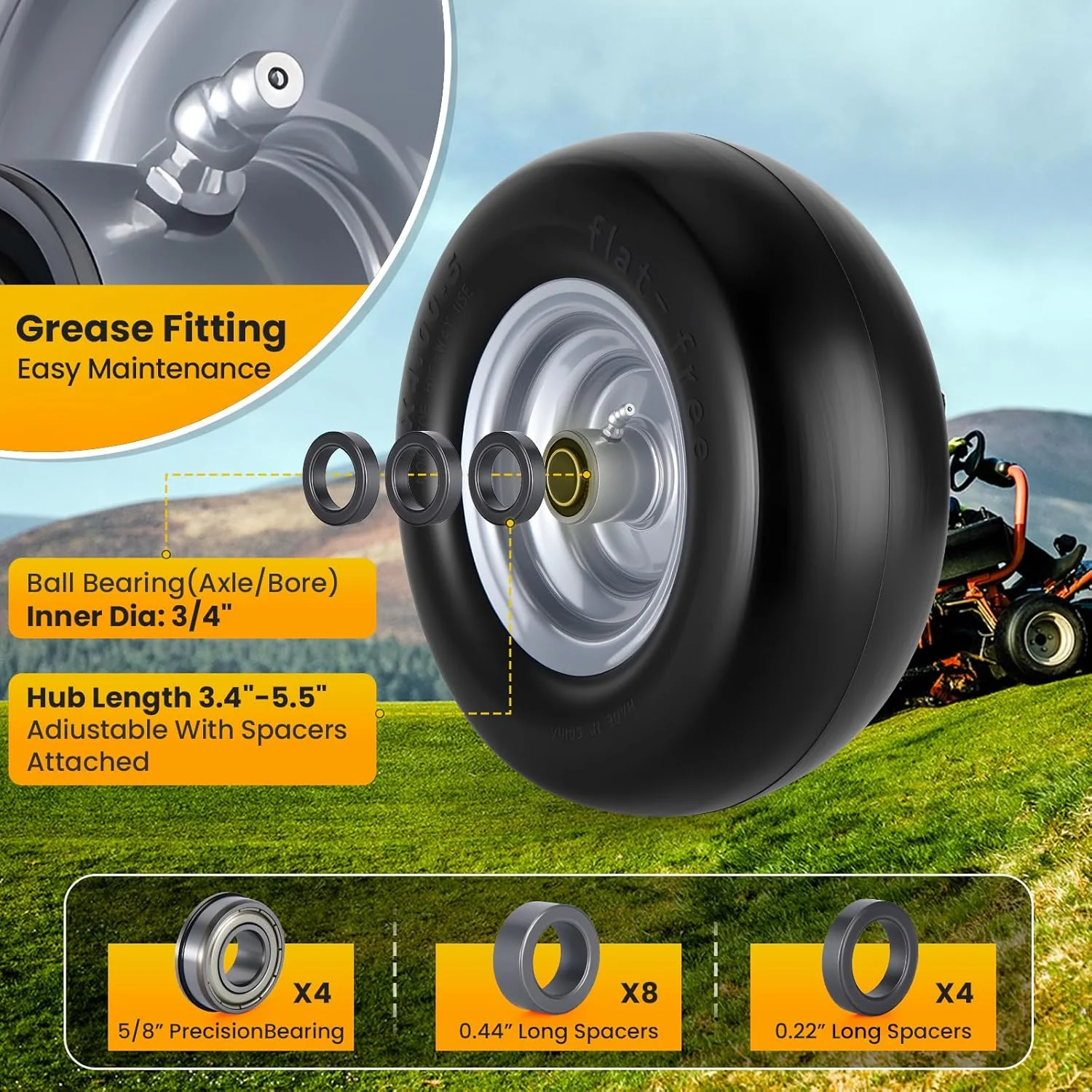 11x4.00-5 Lawn Mower Front Tires (2-Pack) – Smooth-Rolling Tubeless Replacement for Riding Mowers T1140052PK - Image 6