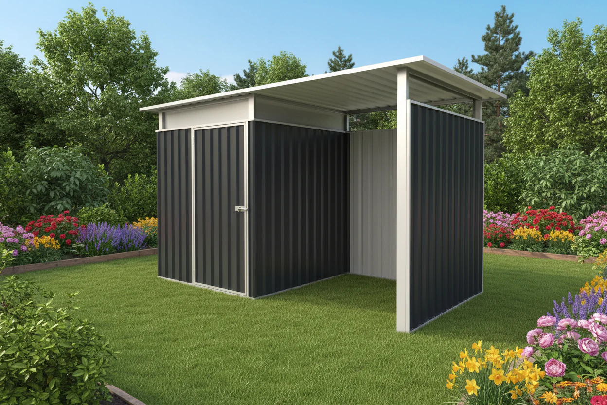 11x6 FT Metal Garden Storage Shed with Reinforced Roof – Weather-Resistant Steel Garage Workshop