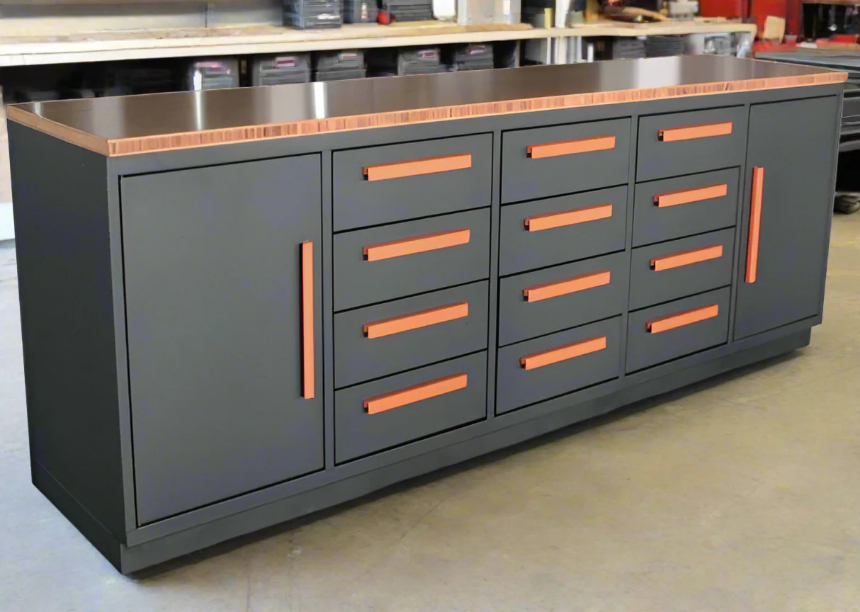 10 Ft 12-Drawer & 2-Cabinet Steel Workbench – Heavy-Duty Industrial Tool Storage