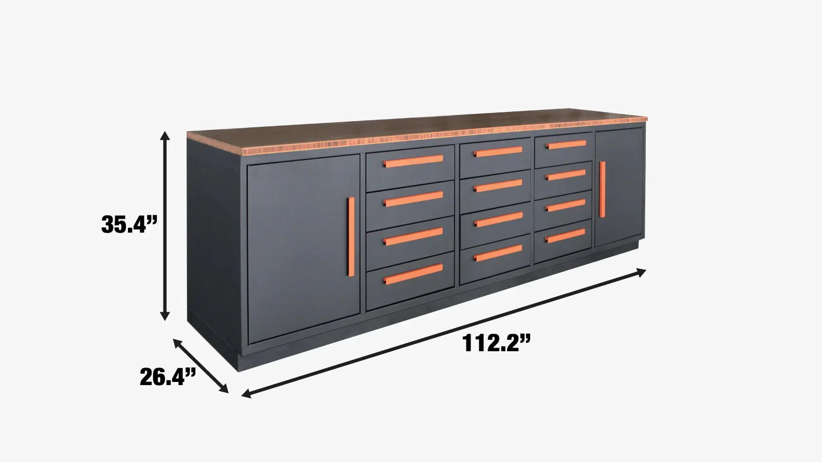 10 Ft 12-Drawer & 2-Cabinet Steel Workbench – Heavy-Duty Industrial Tool Storage - Image 3