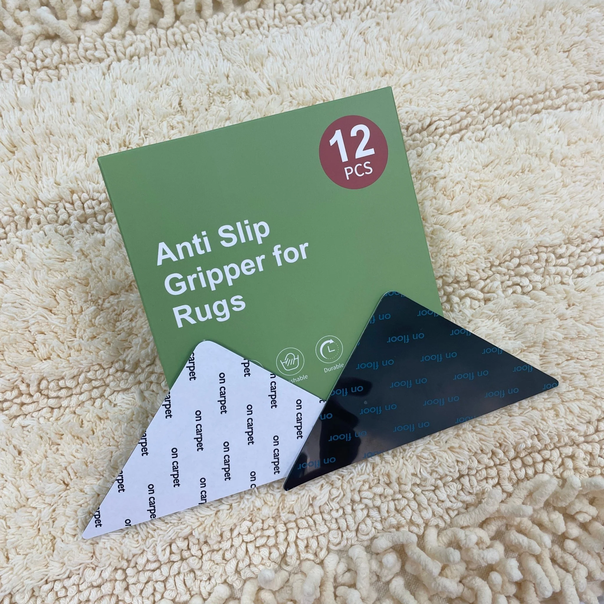 Rug Tape 12 Pcs – Non-Slip Reusable Carpet Grippers for Hardwood & Tile NRGT12
