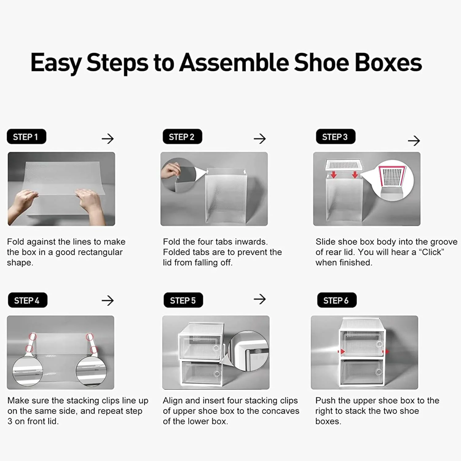 12-Pack Stackable Shoe Storage Boxes – Clear Organizer Bins for Shoes & Accessories | SKU: S1312 - Image 6