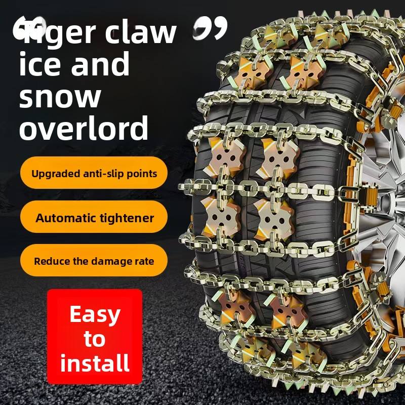 12 Pcs Set Steel Anti Skid Snow Tire Chains Pair Heavy Duty Winter Traction Set 175275 - Image 2