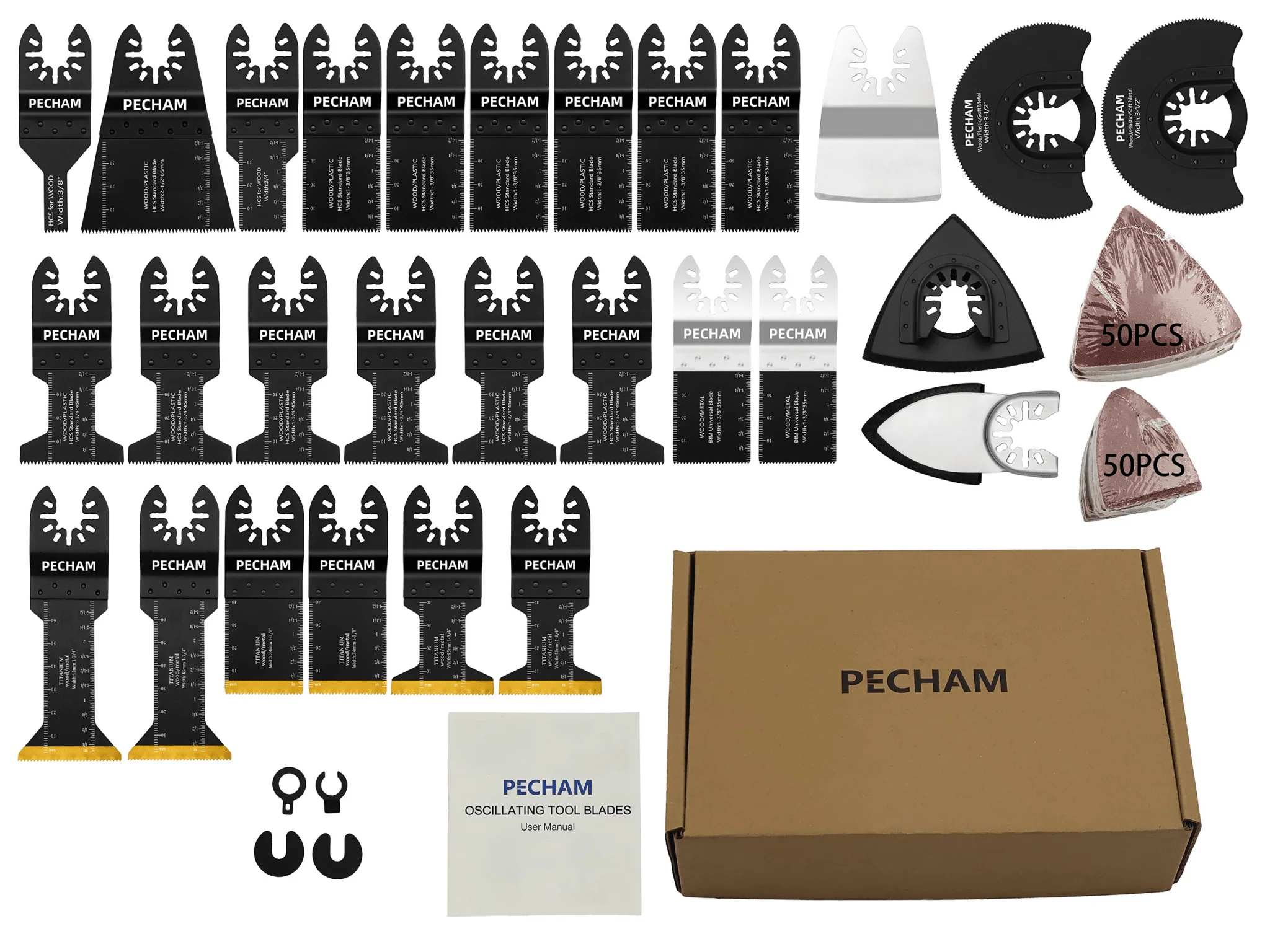 128-Piece Universal Oscillating Tool Blade & Sanding Kit – Fits Most Multi-Tools OSB128P4