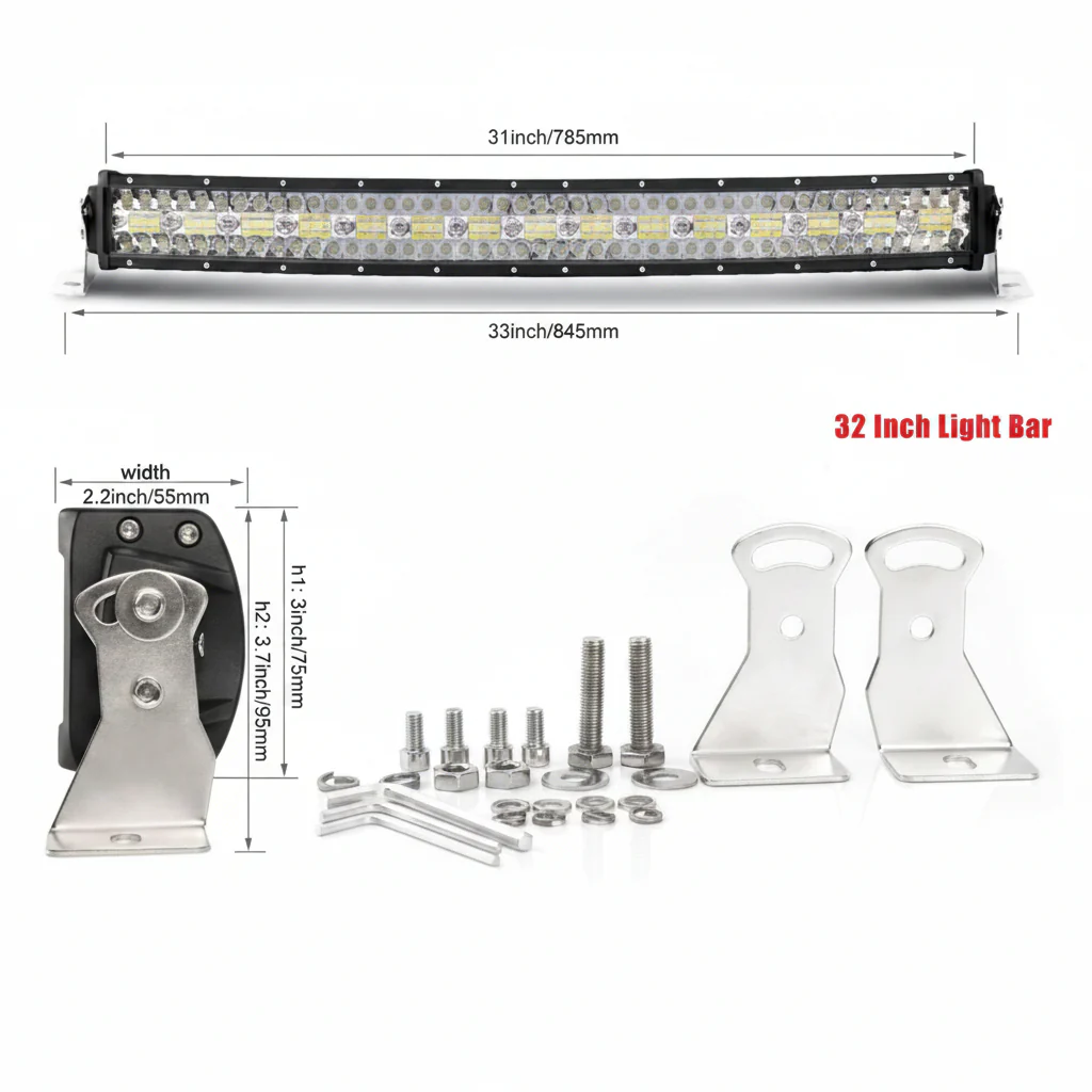 New Curved Triple Row LED Light Bar – IP68 Waterproof, 22"-50" for Trucks, Jeeps, ATVs - Image 10