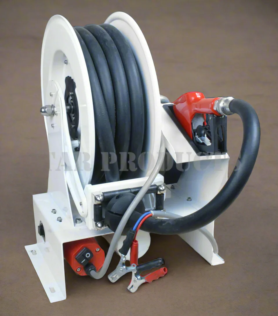 12V Diesel Fuel Transfer Pump with 33FT Hose Reel – 60L/Min Flow Rate HRD3410