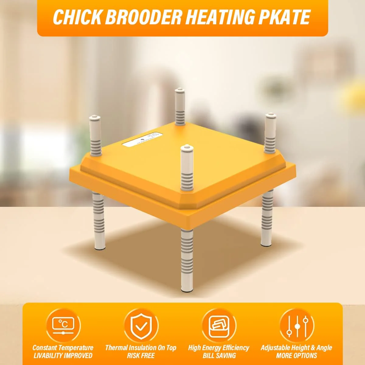 12"x12" Chick Brooder Heater Plate – Adjustable Height Poultry Heat Plate for Chicks &amp; Ducklings SCCH22307 - Image 3