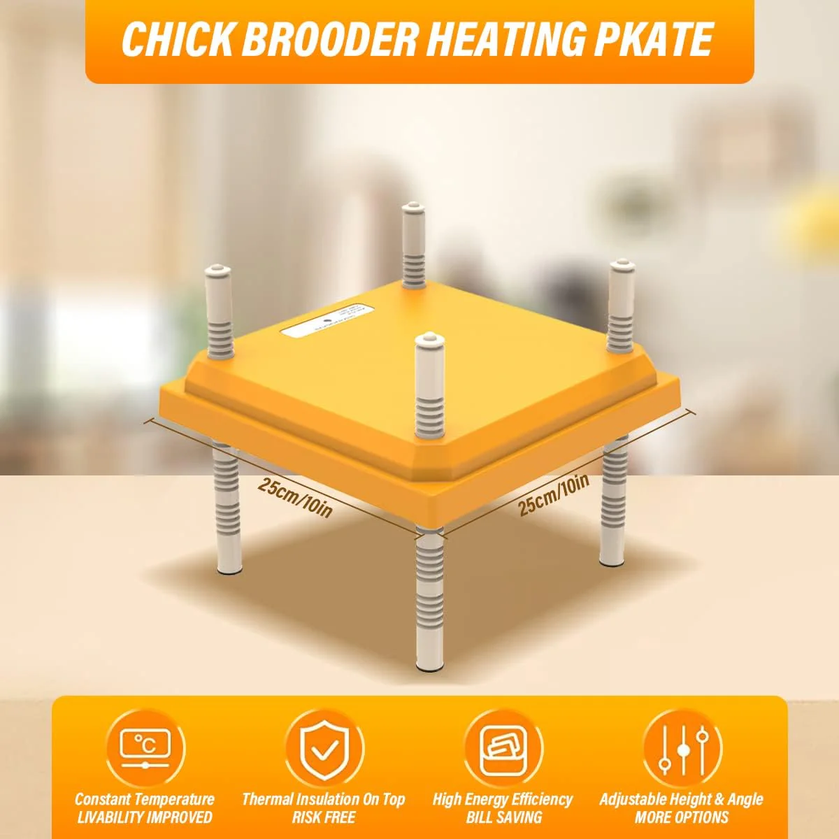 12"x12" Chick Brooder Heater Plate – Adjustable Height Poultry Heat Plate for Chicks &amp; Ducklings SCCH22307 - Image 7