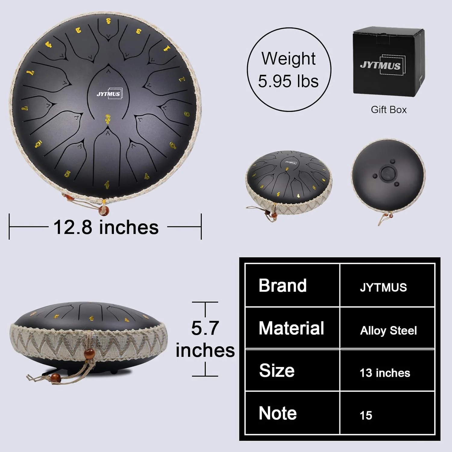 13″ Steel Tongue Drum – 15 Notes | Complete Music Kit - Image 3