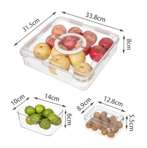 13-Piece Fruit Platter Snack Containers with Lid & Handle – Clear Plastic, Rectangular | SKU: S1262 - Image 6