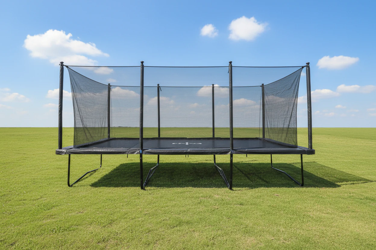 New 13 ft x 18 ft Heavy-Duty Rectangular Trampoline — Double Galvanized Frame with Safety Net, UV Mat