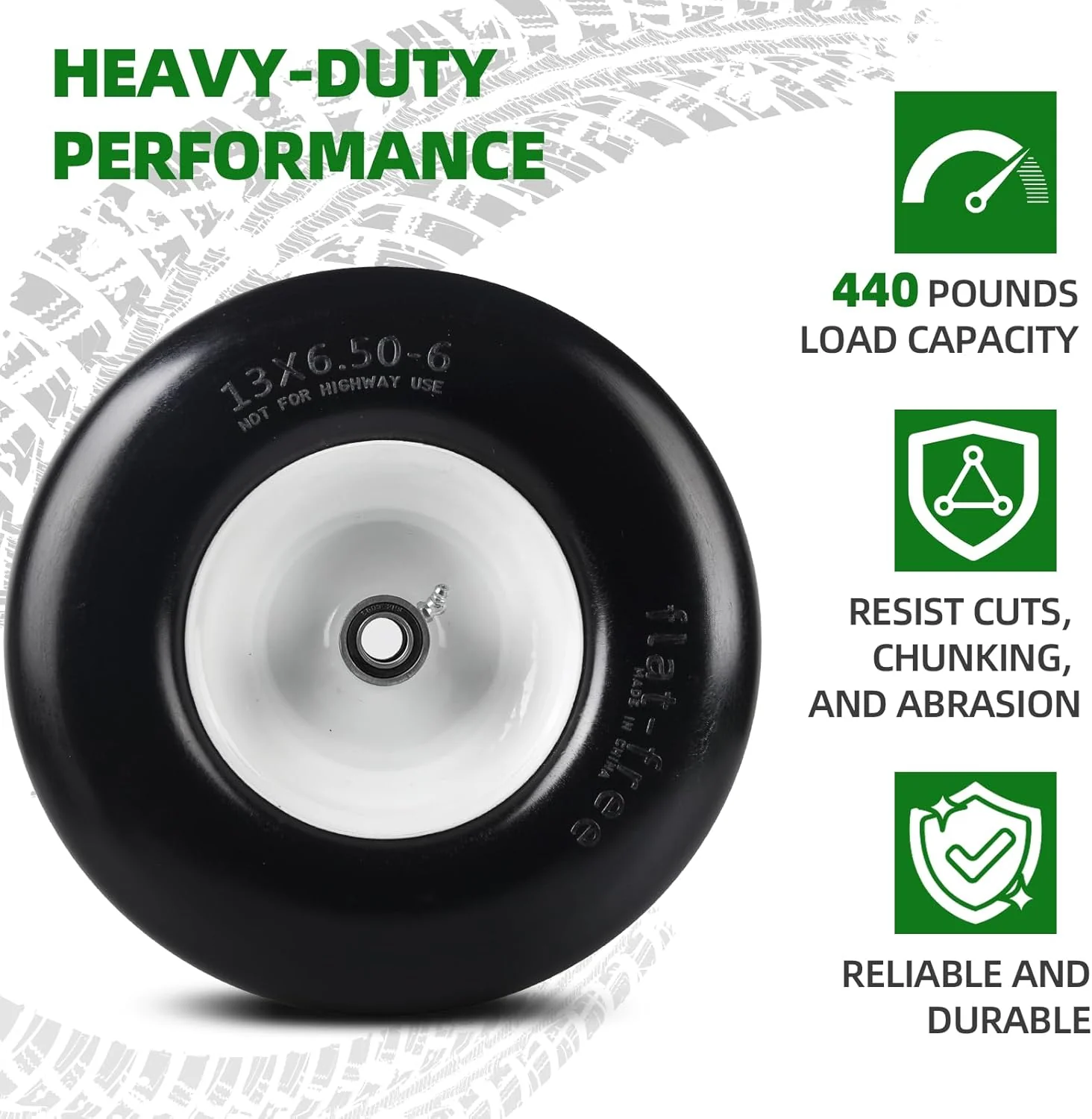 13x6.50-6 Lawn Mower Tires (2-Pack) – Wide-Profile Tubeless Front Tires for Zero-Turn Mowers – T1365062PK - Image 4