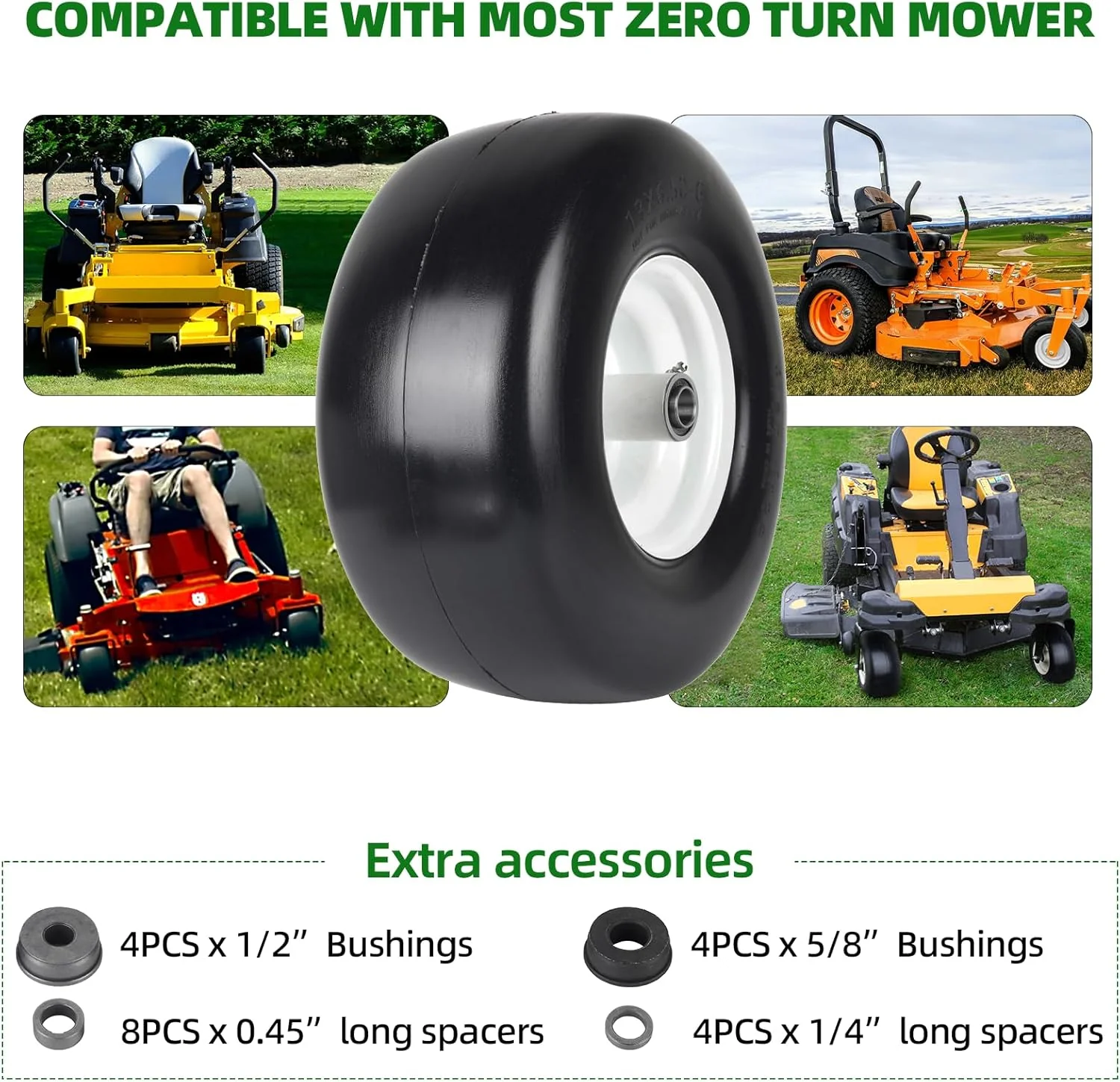 13x6.50-6 Lawn Mower Tires (2-Pack) – Wide-Profile Tubeless Front Tires for Zero-Turn Mowers – T1365062PK - Image 5