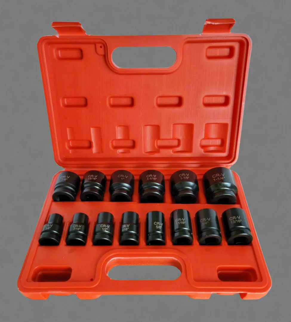 14-Piece 1/2" Drive SAE Shallow Impact Socket Set – Chrome Vanadium Steel | S1153