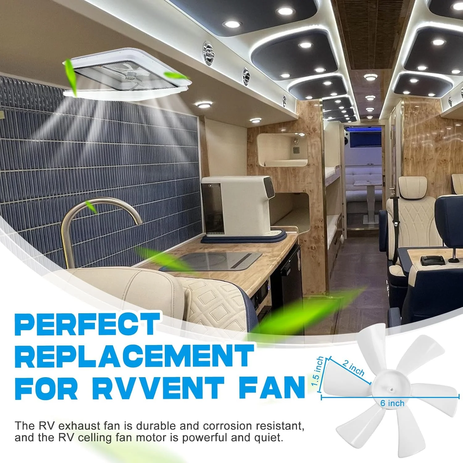 14" RV Roof Vent with Fan – Universal Fit for Camper, Trailer, Motorhome, VK100M - Image 6
