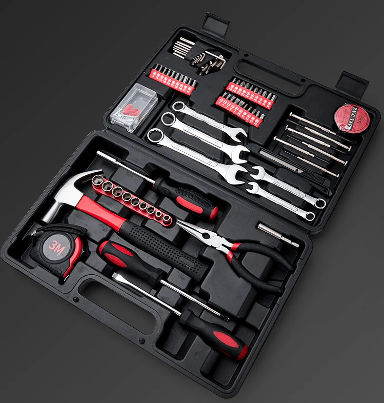 148-Piece Home Tool Kit Red – Household Repair Set with Hammer, Wrenches, Screwdrivers & Case HTG01R - Image 2